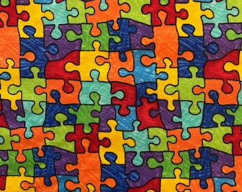 Timeless Treasures - Jigsaw Puzzle Pieces -  C6344  100% Cotton Patchwork Quilting Fabric  (per 0.5m)