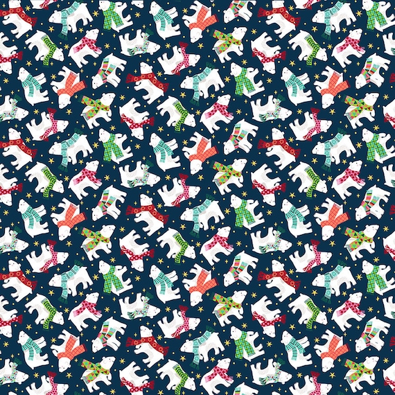 Makower WEIHNACHTEN Nikolaus Express Eisbären Blau 2239/B