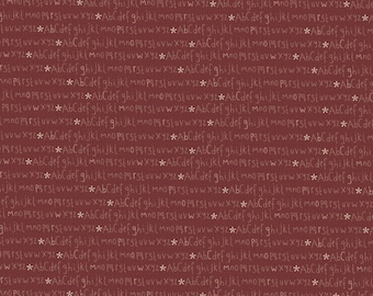 LYNETTE ANDERSON - Corner of the Woods - Alphabet - Altrot 807105 Patchworkstoff aus 100% Baumwolle pro halben Meter (0,5m)
