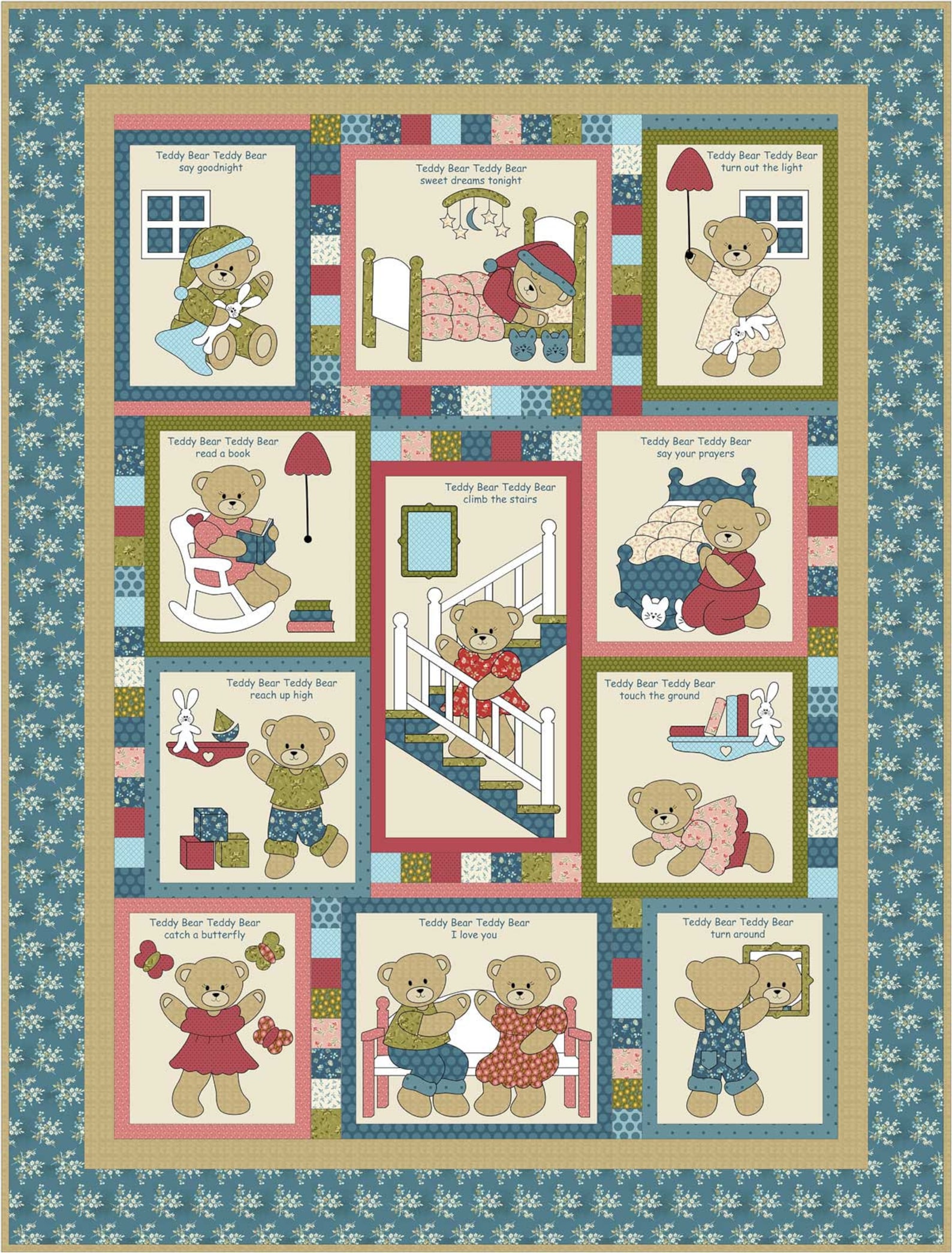 TEDDY BEAR Quilt Pattern by Kids Quilts Etsy