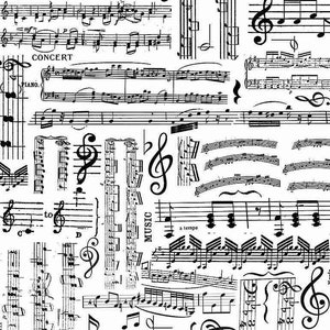 May include: Black and white musical notes and clefs on a white background. The text "CONCERT", "PIANO", "MUSIC", "a tempo", "Major Key on G", "moderato", and "VIOLIN" are visible.