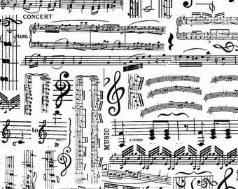 Tesori senza tempo - Spartiti musicali - Montage C7584 Tessuto per patchwork in 100% cotone (per 0,5 m)