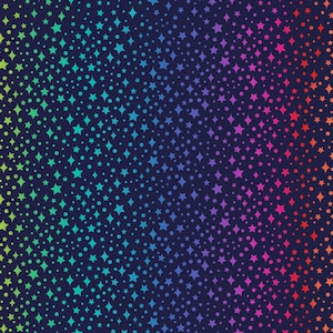 LEWIS & IRENE - Over the Rainbow  Rainbow Sparkles on nearly black A479.3 100% Cotton Patchwork Quilting Fabric  per half metre (0.5m)