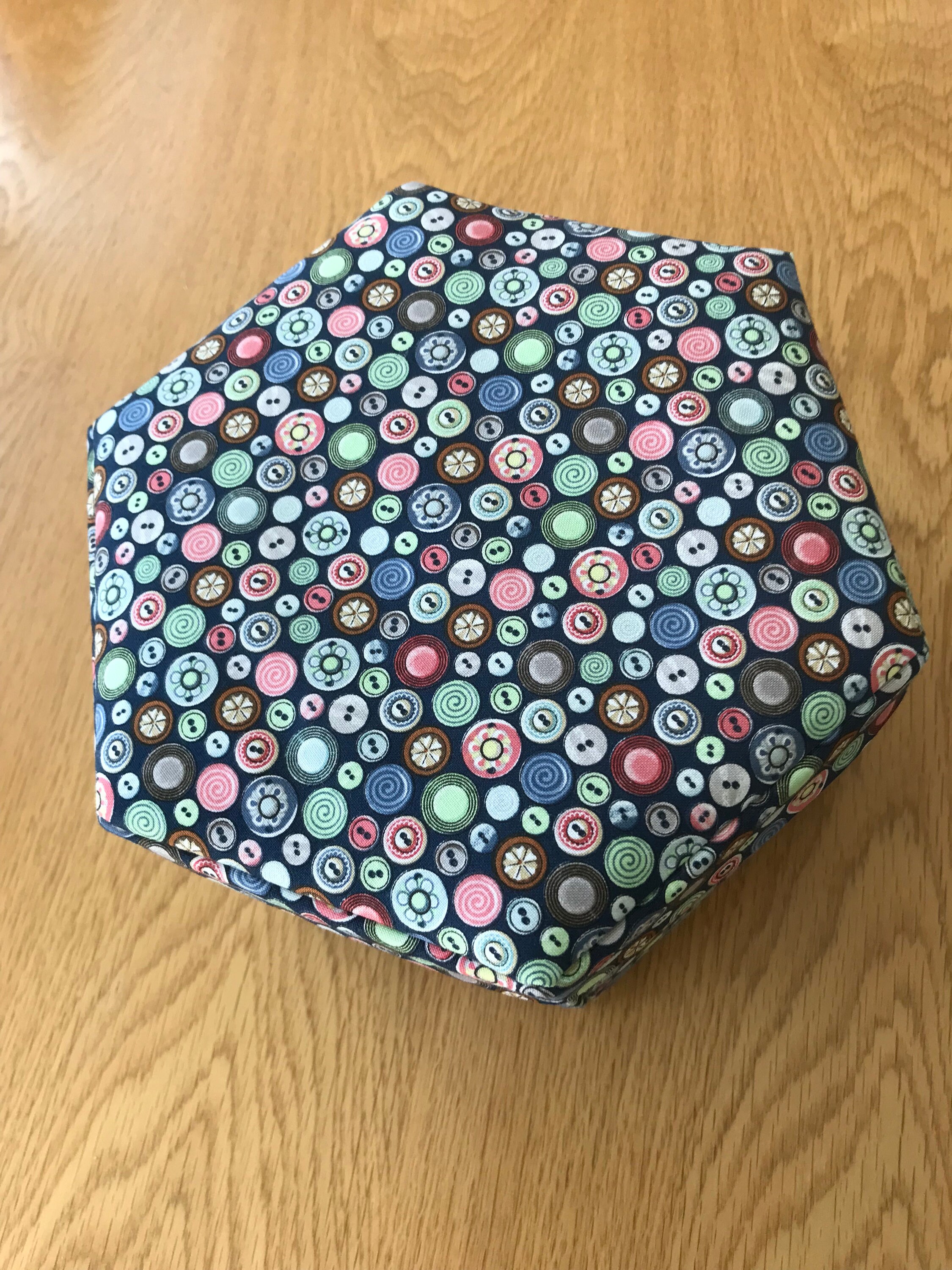 Sewing Box- Etui Box - Buttons Theme - Individually Handmade Hexagonal ...