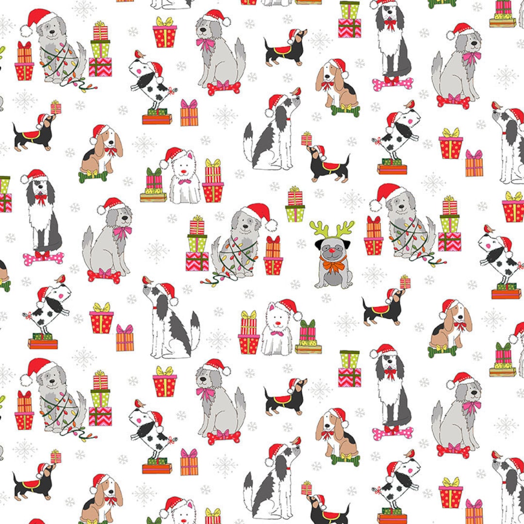 Makower CHRISTMAS Yappy Christmas Scattered Dogs Cream Etsy