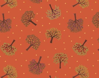 LEWIS & IRENE - The Orchard - Trees - Burnt Orange A497 -2 100% Cotton Patchwork Quilting Fabric  per half metre (0.5m)