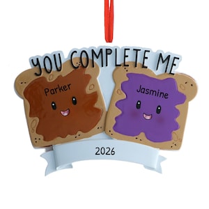 Personalized You Complete Me Peanut Butter and Jelly Sandwich Ornament, Food Couple, Better Together Ornament, Gift For Boyfriend, Gift Idea