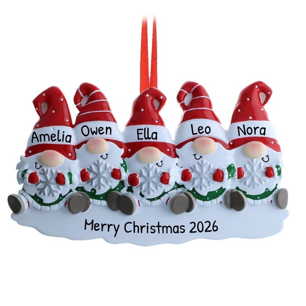 Décoration de Noël famille nain, famille de 5 personnes, décoration nain pour cinq personnes, décoration des fêtes, figurine nain cinq membres, gnomes