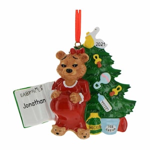 Personalisierte Baby Erwartung Ornament 2023 - Baby Erwartung Bär Ornament 2023 Schwangerschaft Ornament - Kostenlose Anpassung mit Geschenk Box