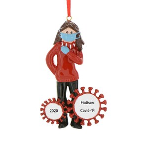 Personalized Pandemic Ornament - I Survived Ornament, Quarantine Ornaments - Girl - Free Customization with Gift Box
