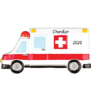 Personalized Ambulance Ornament - EMT Ornament, Medical Ornament, Paramedic Decor - Ambulance EMT - Free Customization