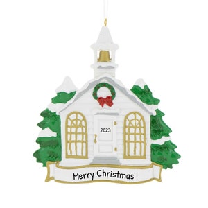 Personalized Church Ornament - Religious Christmas Ornament, Christmas Worship, Going to Church, Christian Ornaments - Free Customization