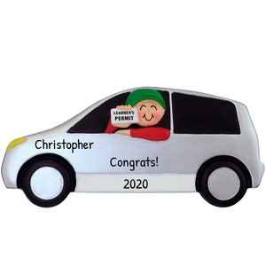 Gepersonaliseerd nieuw chauffeursornament 2023 - kerstversiering chauffeursvergunning 2023 - leerlingvergunning jongen - gratis aanpassing