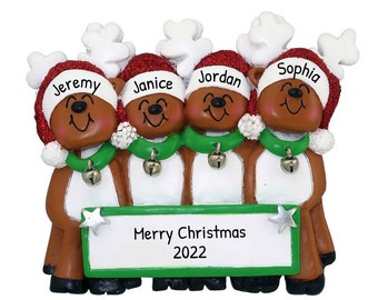 Personalized Family Ornament 2023 - Reindeer Ornaments Reindeer Ornament Family of 4 Reindeer Ornaments - Free Customization
