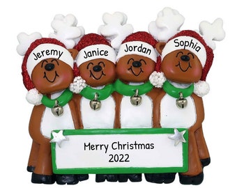 Personalisierte Familien Ornament 2023 - Rentier Ornamente Rentier Ornament Familie mit 4 Rentier Ornamenten - Kostenlose Anpassung