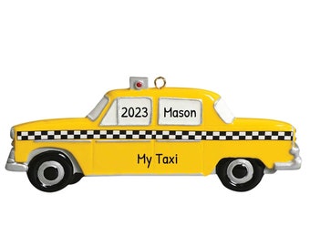 Taxi Ornament, Personalized NYC Taxi Ornament, New York Taxi Ornament, Custom Initial Ornaments, Taxi Driver Gift, New York Cab Ornament