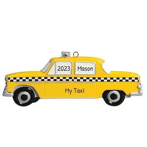 Taxi Ornament, Personalized NYC Taxi Ornament, New York Taxi Ornament, Custom Initial Ornaments, Taxi Driver Gift, New York Cab Ornament