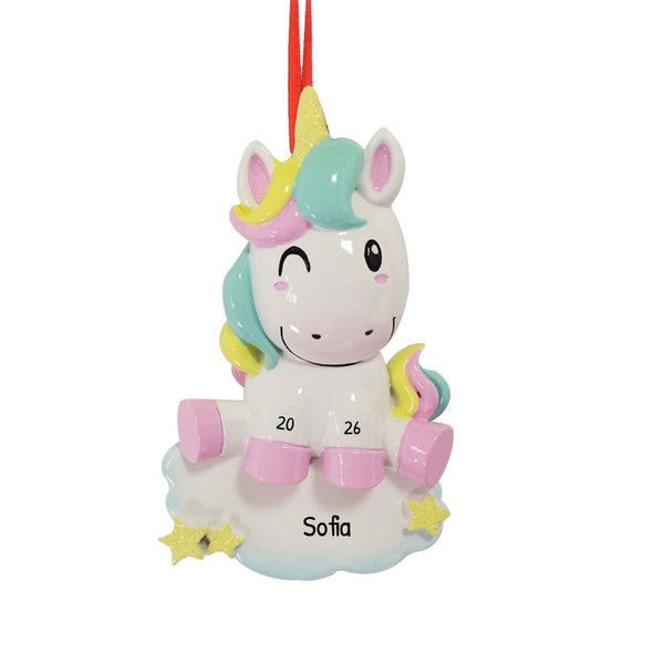 Personalized Unicorn Ornament - Unicorn Tree Topper, Girly Ornaments, Unicorn Ornament - Pastel Unicorn - Free Customization with Gift Box