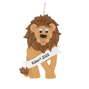 Personalized Lion Christmas Ornament - Lion Ornament, Lion King Christmas Ornament, Animal Lovers - Lion with Sash - Free Customization