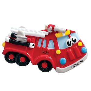 Personalized Fire Truck Ornament 2023 - Firefighter Ornaments, Fireman Ornaments - Fire Truck Eyes - Free Customization