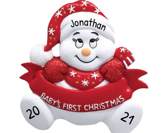 Personalized Babys First Christmas Ornament 2023 - Snow Baby Girl or boy First Christmas Ornament - Free Customization