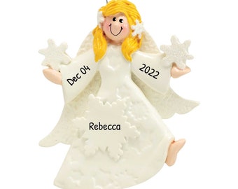 Personalized Angel Ornaments for Christmas Tree - Guardian Angel Gifts, Angel Watching Over You - Blonde Fairy Angel - Free Customization