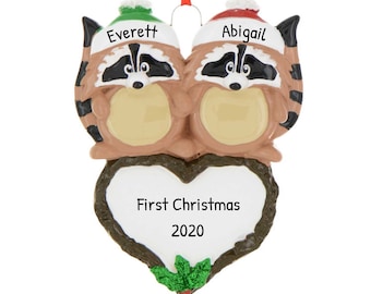 Personalized Couple Christmas Ornament, Raccoon Ornament, Christmas Raccoon Ornament, Raccoon Gift, Animal Ornament, Stocking Stuffer