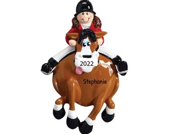 Personalized Horseback Riding Ornament - Equestrian Christmas Ornaments, Horse Ornament - English Rider - Free Customization