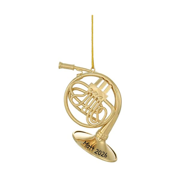 Personalisiertes Instrumenten-Ornament – Waldhorn-Ornament, Musikinstrumenten-Ornament – Mini-Waldhorn – kostenlose Individualisierung mit Geschenkbox