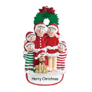 Personalized Family Ornament 2023 - Dog Ornament 2023 Family of 5 Ornaments with Dog Christmas Ornaments - Free Customization
