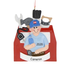 Personalized Handyman Ornament - Construction Ornament, Tool Box Ornament, Mr Fixer Upper - Handy Man Hobby Ornament For Dad or Grandpa