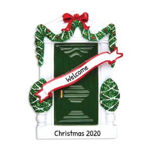 Personalized New Apartment Ornament 2023 - First Christmas In New Home Ornament - Garnished Green Door - Free Customization