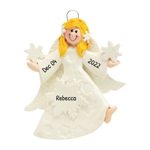 Personalized Angel Ornaments for Christmas Tree - Guardian Angel Gifts, Angel Watching Over You - Blonde Fairy Angel - Free Customization