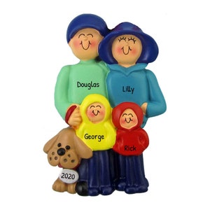 Personalized Family Ornament 2023 - Dog Ornament Family of 4 Hoodie Ornament with Dog Ornaments 2023  - Free Customization