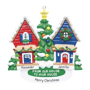 Personalized Neighbor Ornament - Friendship Ornament, Neighbor Friends by Choice - From Our House - Free Customization with Gift Box