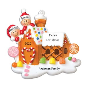 Personalized Christmas Ornament Couple 2024, Gingerbread House Couple Ornament, Home Sweet Gingerbread, Christmas Family Of 2 Ornament