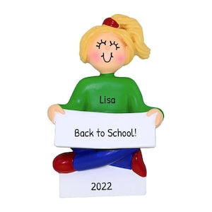 Back To School Ornament 2023, Personalized Bookworm Ornament, Book Lover Gift, Blonde Girl Reading Ornaments, Custom Ornament, Bookish Gift