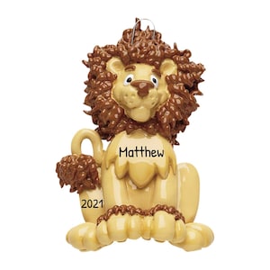 Personalized Lion Christmas Ornament - Lion Ornament, Lion King Christmas Ornament, Animal Lovers - Sitting Lion - Free Customization