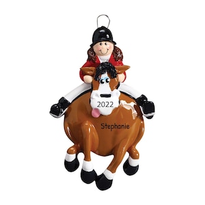 Ornamento personalizzato per equitazione - Ornamenti natalizi equestri, Ornamento per cavallo - Cavaliere inglese - Personalizzazione gratuita