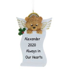 Personalized Angel Ornaments for Christmas Tree - Guardian Angel Gifts, Angel Watching Over You - Angel Bear - Free Customization