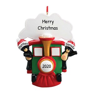 Personalized First Christmas Ornament Couple 2024, Train Black Bear Couple Ornament, Our First Christmas Couple Gift, Two Bears On Train