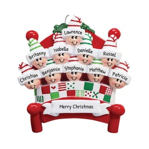 10-köpfige Familie Weihnachtsverzierung, personalisierte Familien-Weihnachtsverzierung, 10-Personen-Weihnachtsdekoration, maßgeschneiderte Feiertags-10-köpfige Familie