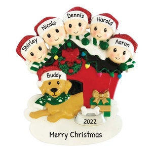 Personalized Family Ornament 2023 - Dog Christmas Family Ornament with Dog Family of 5 Dog Ornament - Free Customization