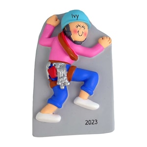 Personalized Rock Climber Ornament - Rock Wall Climb, Rock Climbing Ornament, Bouldering Gifts - Female - Free Customization