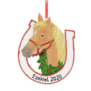 Ornamento personalizzato per equitazione - Ornamenti natalizi equestri, Ornamento per cavallo - Cavallo d'oro - Personalizzazione gratuita