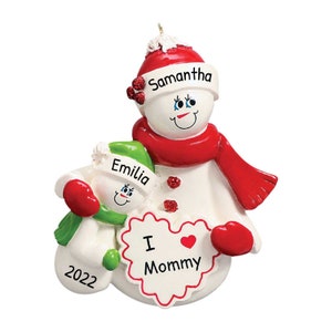 Personalized Family Christmas Ornament 2023 - I Love Mommy Single Mom Family Christmas Ornaments - Free Customization with Gift Box