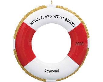 Life Preserver Ornament, Personalized Ornament, Boat Small Gift, Marine Ornament, Coastal Ornaments, Sailboat Ornament, Life Preserver Ring