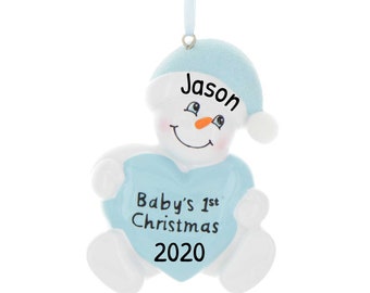 Babys erste Weihnachtsverzierung 2023 - Schnee Babys erste Weihnachtsverzierung Junge - freie Anpassung