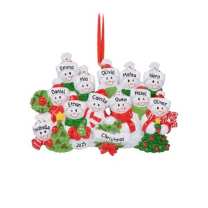 Personalized Family Ornament 2024, Snowman Christmas Ornaments Family of 12 Snowman Family Ornament, Christmas Decor, Family Of Twelve