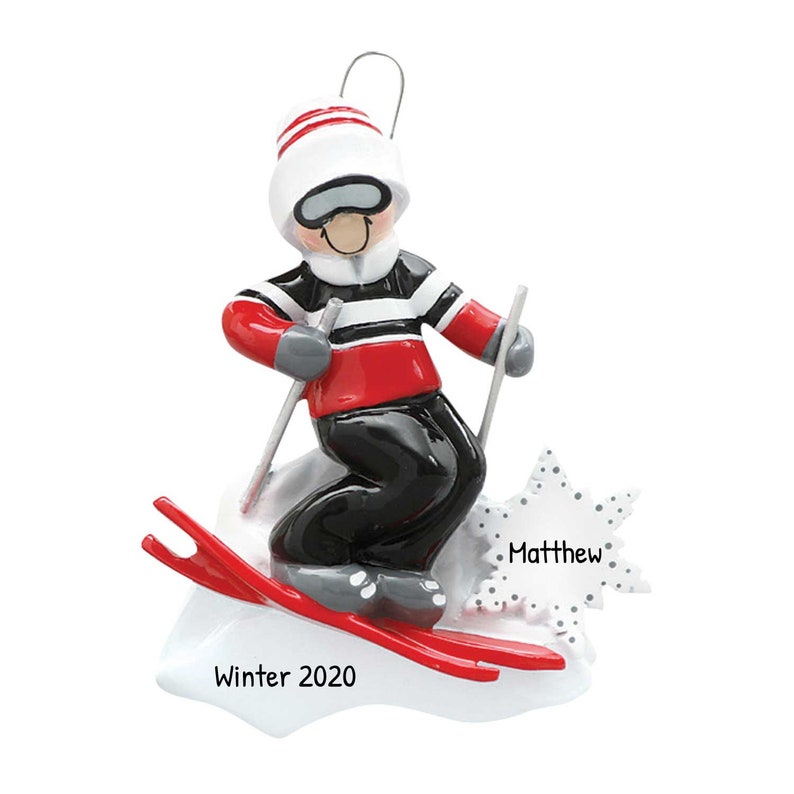 Personalized Ski Action Boy Ornament Ski Christmas Ornament Etsy